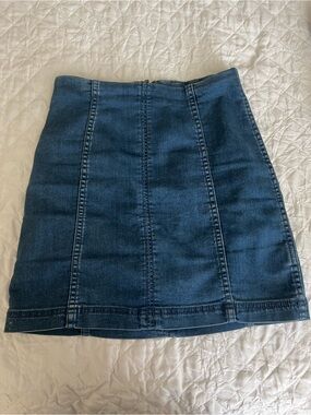 Free People Dark Blue Denim Mini Skirt